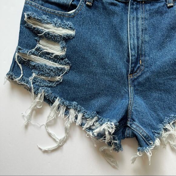 Vintage L.L. Bean Denim Shorts 31" High Rise Custom Distressed - Picture 4 of 12